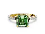 Yellow gold Fancy Green Asscher  Cut Diamond Pavé Band Solitaire with Four-Prong Setting_3