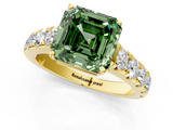 Yellow gold Fancy Green Asscher  Cut Diamond Pavé Band Solitaire with Four-Prong Setting_4