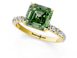 Yellow gold Fancy Green Asscher  Cut Diamond Pavé Band Solitaire with Four-Prong Setting_4
