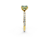 Yellow gold Fancy Green Asscher  Cut Diamond Pavé Band Solitaire with Four-Prong Setting_5