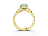 Yellow gold Fancy Green Asscher  Cut Diamond Pavé Band Solitaire with Four-Prong Setting_6