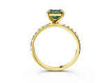 Yellow gold Fancy Green Asscher  Cut Diamond Pavé Band Solitaire with Four-Prong Setting_6