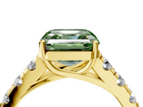 Yellow gold Fancy Green Asscher  Cut Diamond Pavé Band Solitaire with Four-Prong Setting_7