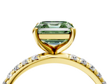 Yellow gold Fancy Green Asscher  Cut Diamond Pavé Band Solitaire with Four-Prong Setting_7