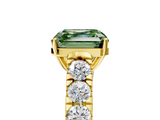 Yellow gold Fancy Green Asscher  Cut Diamond Pavé Band Solitaire with Four-Prong Setting_8