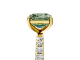 Yellow gold Fancy Green Asscher  Cut Diamond Pavé Band Solitaire with Four-Prong Setting_8