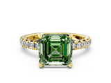 Yellow gold Fancy Green Asscher  Cut Diamond Pavé Band with Four-Prong Setting_17