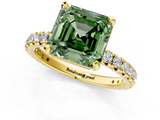 Yellow gold Fancy Green Asscher  Cut Diamond Pavé Band with Four-Prong Setting_18