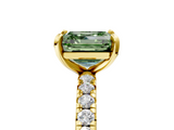 Yellow gold Fancy Green Asscher  Cut Diamond Pavé Band with Four-Prong Setting_22