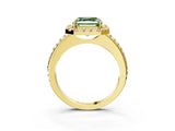 Yellow gold Fancy Green Asscher Cut Diamond Pavé Halo Ring with Four-Prong Setting_32