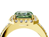 Yellow gold Fancy Green Asscher Cut Diamond Pavé Halo Ring with Four-Prong Setting_33