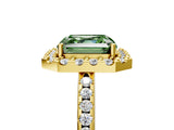 Yellow gold Fancy Green Asscher Cut Diamond Pavé Halo Ring with Four-Prong Setting_34