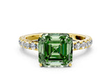 Yellow gold Fancy Green Asscher Cut Diamond Pavé Solitaire Engagement Ring with Four-Prong Setting_29