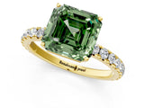 Yellow gold Fancy Green Asscher Cut Diamond Pavé Solitaire Engagement Ring with Four-Prong Setting_30