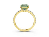 Yellow gold Fancy Green Asscher Cut Diamond Pavé Solitaire Engagement Ring with Four-Prong Setting_32