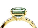 Yellow gold Fancy Green Asscher Cut Diamond Pavé Solitaire Engagement Ring with Four-Prong Setting_33