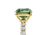 Yellow gold Fancy Green Asscher Cut Diamond Pavé Solitaire Engagement Ring with Four-Prong Setting_34