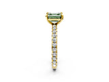 Yellow gold Fancy Green Asscher Cut Diamond Pavé Solitaire Ring with Round Band and Prong Setting_14