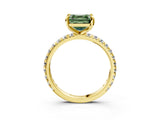 Yellow gold Fancy Green Asscher Cut Diamond Pavé Solitaire Ring with Round Band and Prong Setting_15