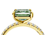 Yellow gold Fancy Green Asscher Cut Diamond Pavé Solitaire Ring with Round Band and Prong Setting_16