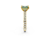 Yellow gold Fancy Green Asscher Cut Diamond Pavé Solitaire Ring with Round Band and Prong Setting_26
