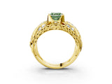 Yellow gold Fancy Green Asscher Cut Diamond Pave Art Deco Split Shank Ring with Four-Prong Setting_3