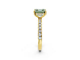 Yellow gold Fancy Green Asscher Cut Diamond Pave Band Solitaire Ring with Four-Prong Setting_19