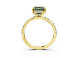Yellow gold Fancy Green Asscher Cut Diamond Pave Band Solitaire Ring with Four-Prong Setting_20