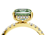 Yellow gold Fancy Green Asscher Cut Diamond Pave Band Solitaire Ring with Four-Prong Setting_21