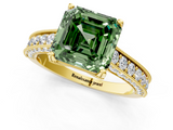 Yellow gold Fancy Green Asscher  Cut Diamond Pave Band with Four-Prong Setting_17