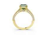 Yellow gold Fancy Green Asscher  Cut Diamond Pave Band with Four-Prong Setting_19