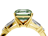 Yellow gold Fancy Green Asscher  Cut Diamond Ring with Baguette Side Stones, Channel Set Band, and Four-Prong Setting_20