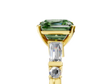 Yellow gold Fancy Green Asscher  Cut Diamond Ring with Baguette Side Stones, Channel Set Band, and Four-Prong Setting_21
