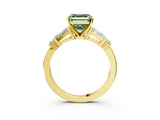Yellow gold Fancy Green Asscher  Cut Diamond Ring with Baguette Side Stones, Channel Set Band, and Four-Prong Setting_27