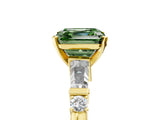 Yellow gold Fancy Green Asscher  Cut Diamond Ring with Baguette Side Stones, Channel Set Band, and Four-Prong Setting_29