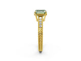 Yellow gold Fancy Green Asscher Cut Diamond Ring with Milgrain Pavé Band and Four-Prong Setting_22