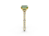 Yellow gold Fancy Green Asscher  Cut Diamond Ring with Pavé Band and Four-Prong Setting_19