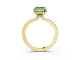 Yellow gold Fancy Green Asscher  Cut Diamond Ring with Pavé Band and Four-Prong Setting_20
