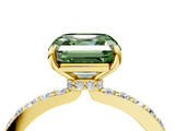 Yellow gold Fancy Green Asscher  Cut Diamond Ring with Pavé Band and Four-Prong Setting_21