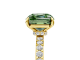 Yellow gold Fancy Green Asscher  Cut Diamond Ring with Pavé Band and Four-Prong Setting_22