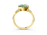 Yellow gold Fancy Green Asscher Cut Diamond Ring with Side Stones and Four-Prong Setting_61
