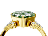 Yellow gold Fancy Green Asscher Cut Diamond Ring with Side Stones and Four-Prong Setting_62