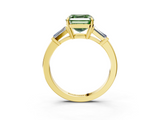 Yellow gold Fancy Green Asscher  Cut Diamond Ring with Tapered Baguette Side Stones in Four-Prong Setting_3