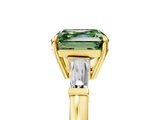 Yellow gold Fancy Green Asscher  Cut Diamond Ring with Tapered Baguette Side Stones in Four-Prong Setting_5