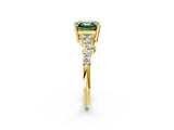 Yellow gold Fancy Green Asscher Cut Diamond Scattered Round Accent Ring with Prong Setting_14