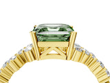 Yellow gold Fancy Green Asscher Cut Diamond Scattered Round Accent Ring with Prong Setting_16