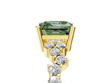 Yellow gold Fancy Green Asscher Cut Diamond Scattered Round Accent Ring with Prong Setting_17