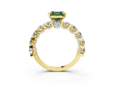 Yellow gold Fancy Green Asscher Cut Diamond Side Stone Engagement Ring with Four-Prong Setting_27