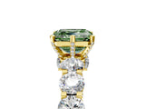 Yellow gold Fancy Green Asscher Cut Diamond Side Stone Engagement Ring with Four-Prong Setting_29