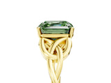 Yellow gold Fancy Green Asscher Cut Diamond Solitaire Celtic Knot Ring with Four-Prong Setting_22